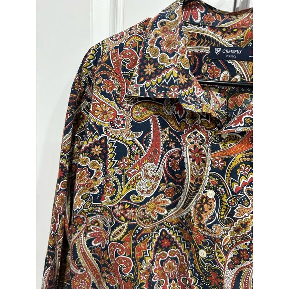 Cremieux Classics Paisley Button Front Shirt Multicolor Sz XXL Boho Eclectic Wor - Picture 4 of 11